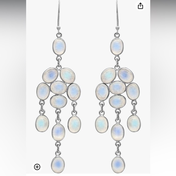YoTreasure 925 Sterling Silver Moonstone Dangle Chandelier Earrings, 3.3” long - Picture 2 of 2